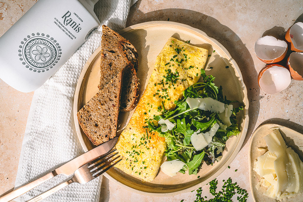 French Omelette with sourdough bread & mixed salad